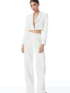 ABBOTT CROPPED RUCHED SLEEVE VEGAN LEATHER BLAZER