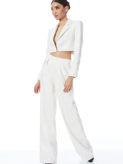 ABBOTT CROPPED RUCHED SLEEVE VEGAN LEATHER BLAZER