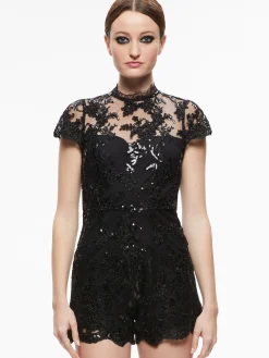 ALAINA EMBELLISHED LACE ROMPER