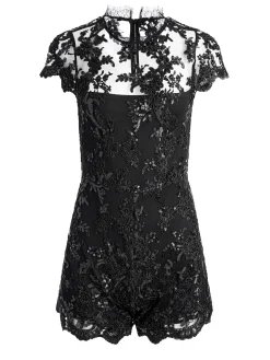 ALAINA EMBELLISHED LACE ROMPER