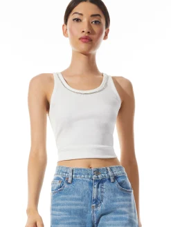 ALLEN EMBELLISHED NECK RIBBED TANK