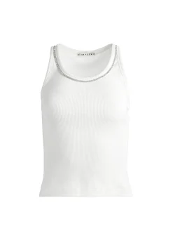 ALLEN EMBELLISHED NECK RIBBED TANK