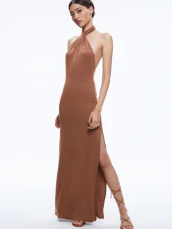 AMAYA HALTER NECK HIGH SLIT DRESS