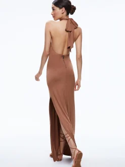 AMAYA HALTER NECK HIGH SLIT DRESS