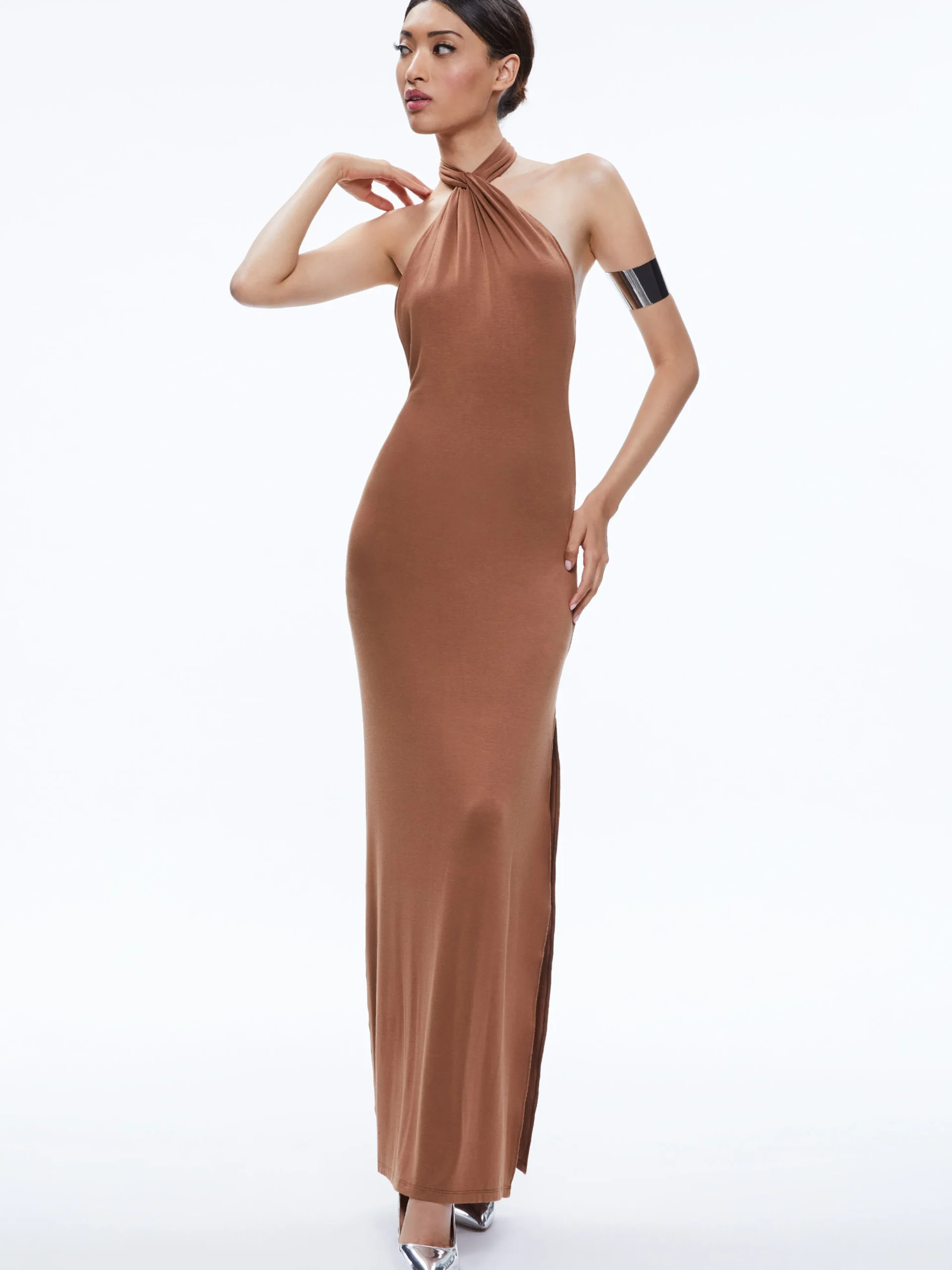 AMAYA HALTER NECK HIGH SLIT DRESS