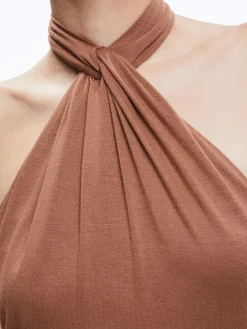 AMAYA HALTER NECK HIGH SLIT DRESS
