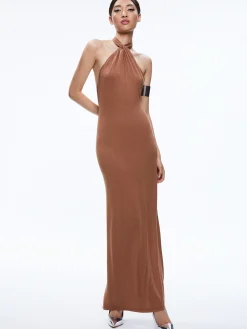 AMAYA HALTER NECK HIGH SLIT DRESS