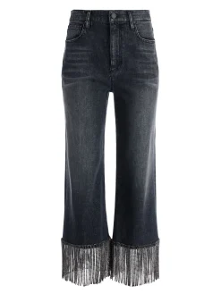 AMAZING CRYSTAL FRINGE HEM JEAN