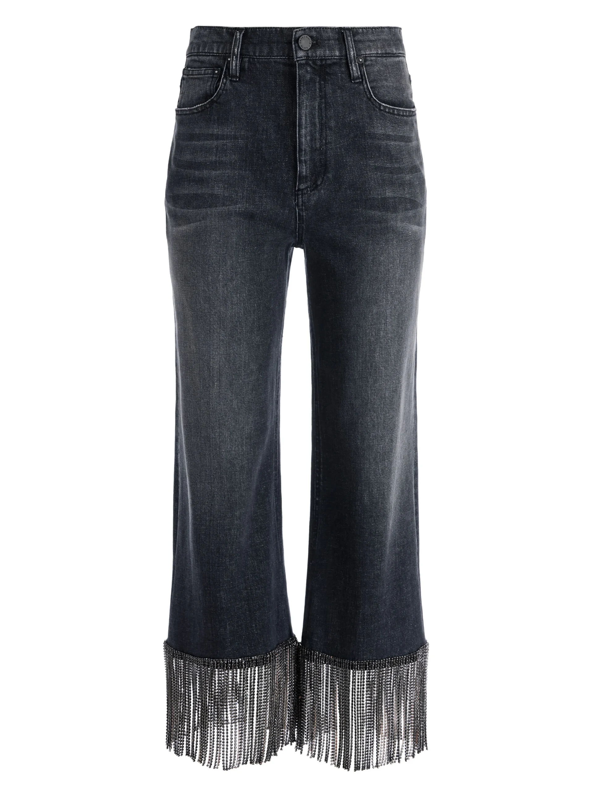 AMAZING CRYSTAL FRINGE HEM JEAN