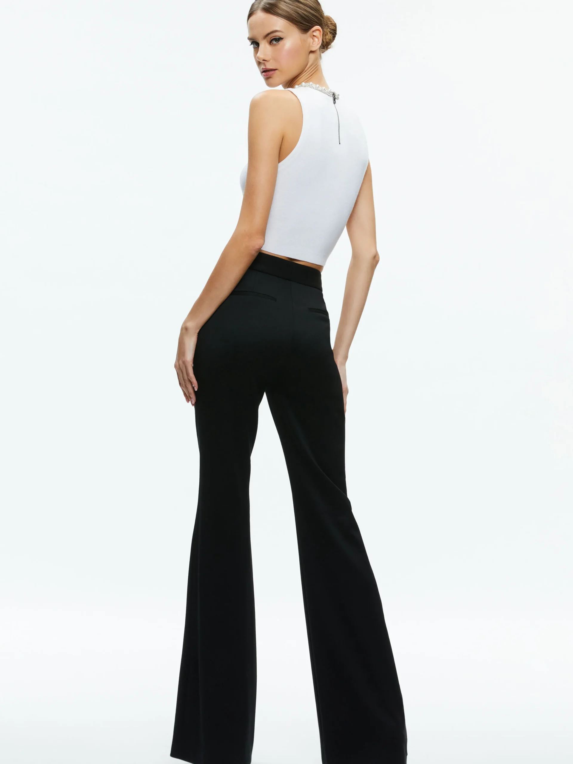 AMITY EMBELLISHED NECK CROPPED TANK