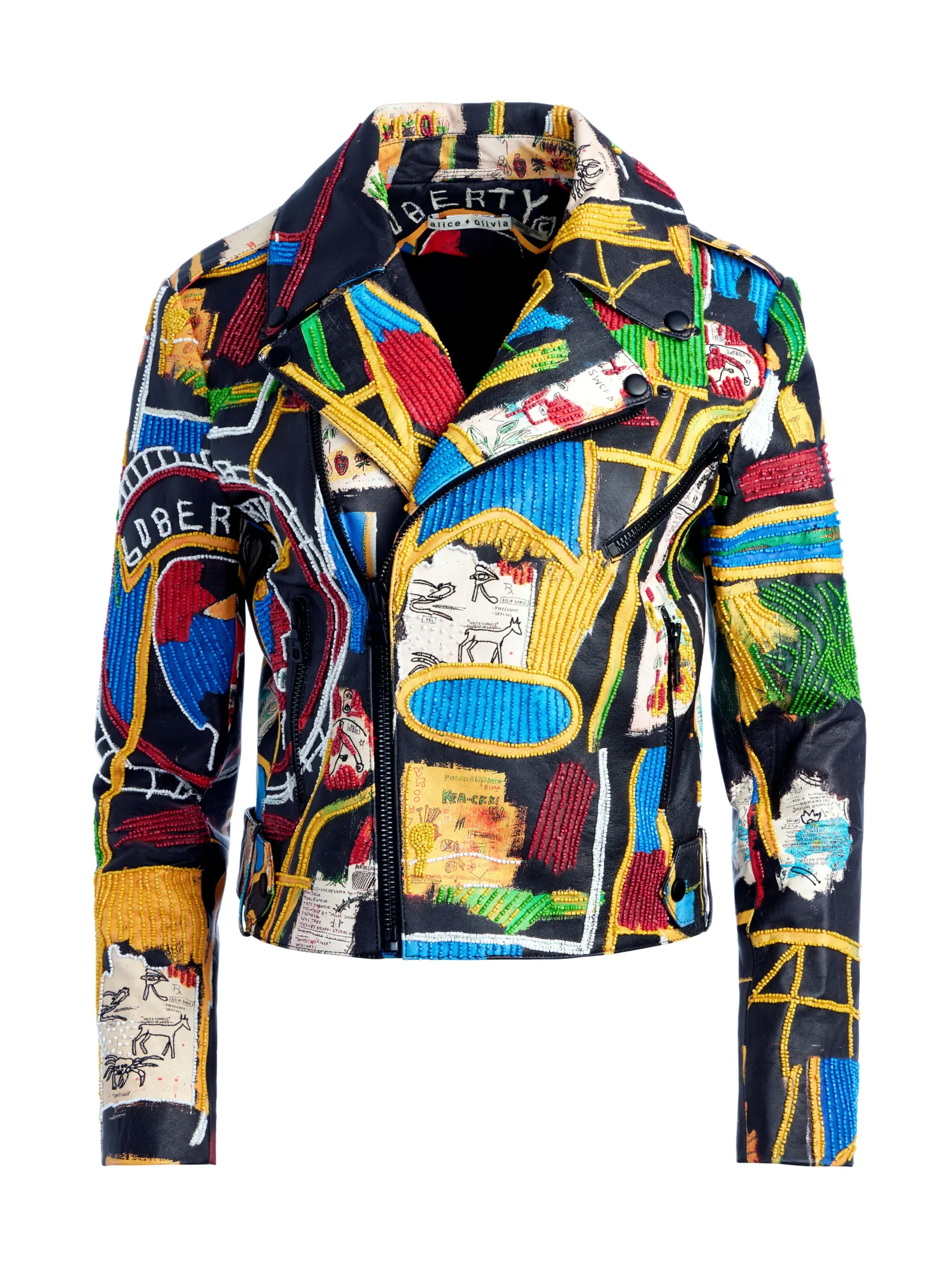 A+O X BASQUIAT CODY EMBELLISHED LEATHER JACKET