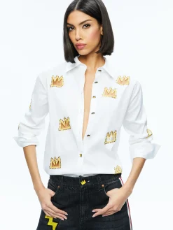 A+O X BASQUIAT FINELY EMBELLISHED BUTTON DOWN