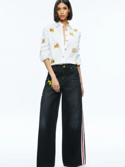 A+O X BASQUIAT FINELY EMBELLISHED BUTTON DOWN