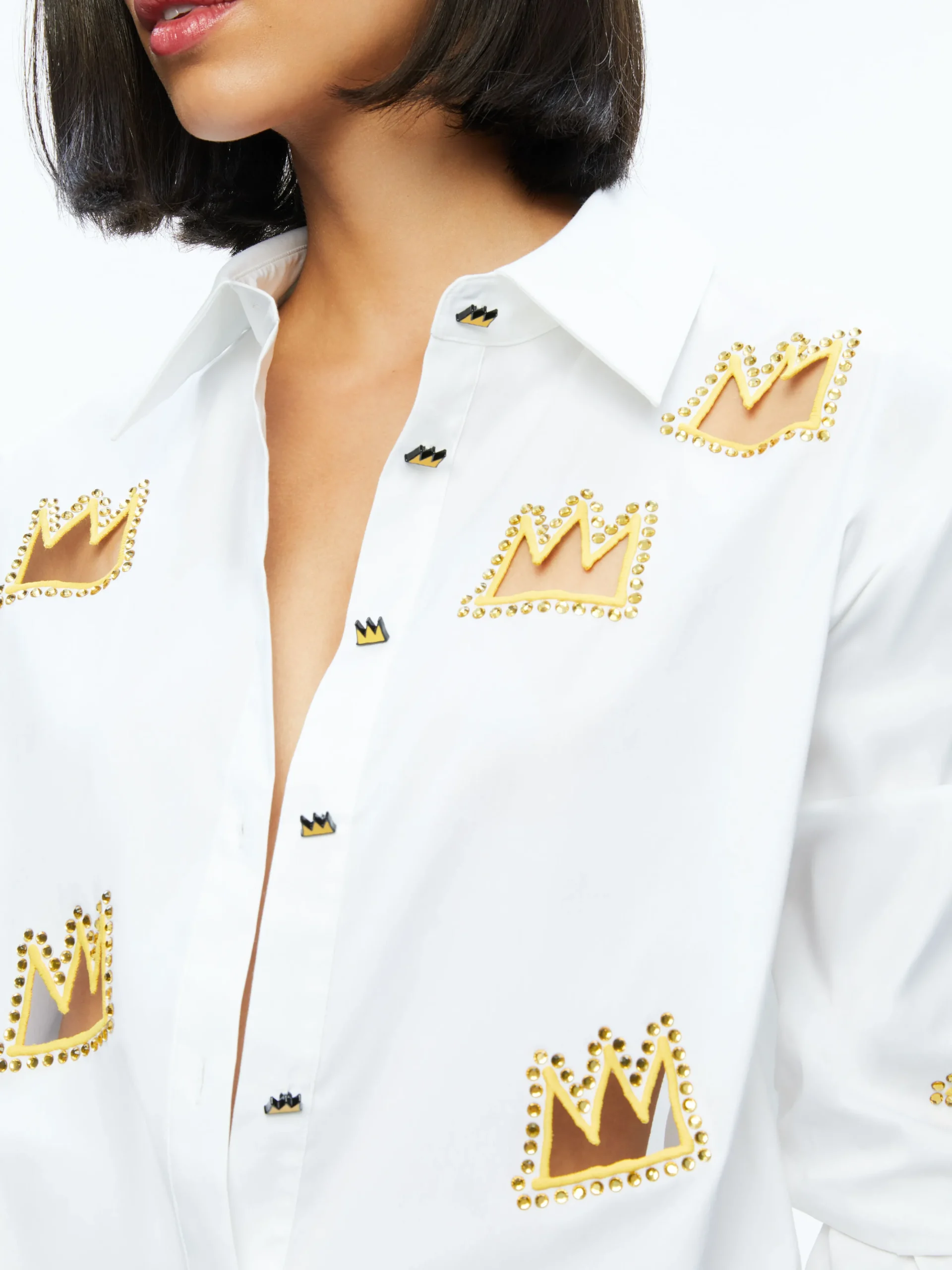A+O X BASQUIAT FINELY EMBELLISHED BUTTON DOWN