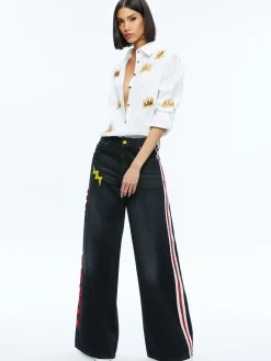 A+O X BASQUIAT FINELY EMBELLISHED BUTTON DOWN