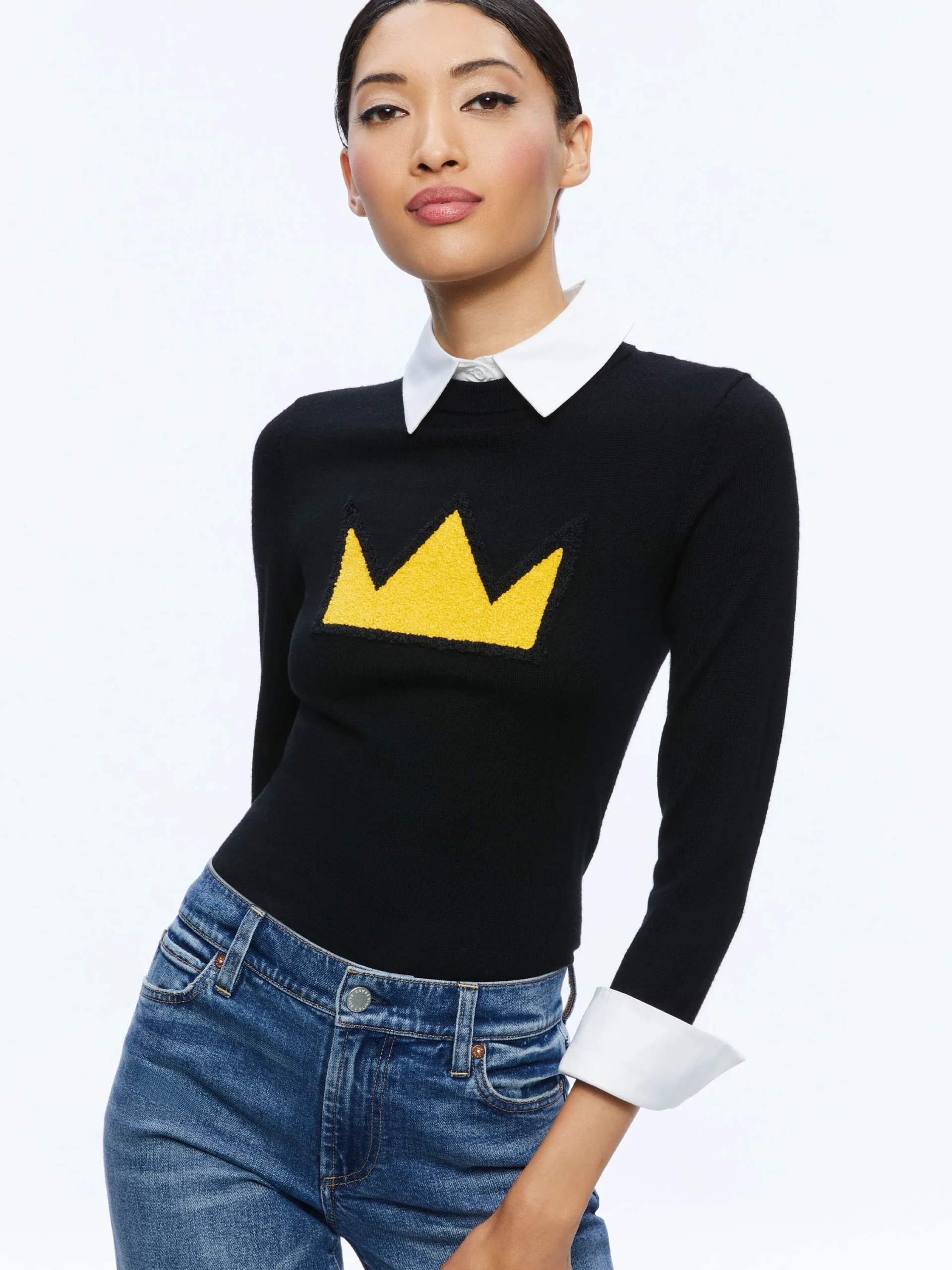 A+O X BASQUIAT PORLA COLLARED SWEATER