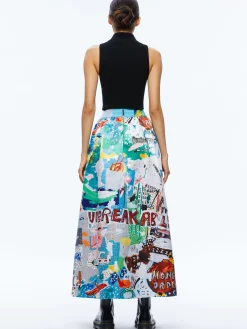 A+O X BASQUIAT TINA TEA LENGTH SKIRT