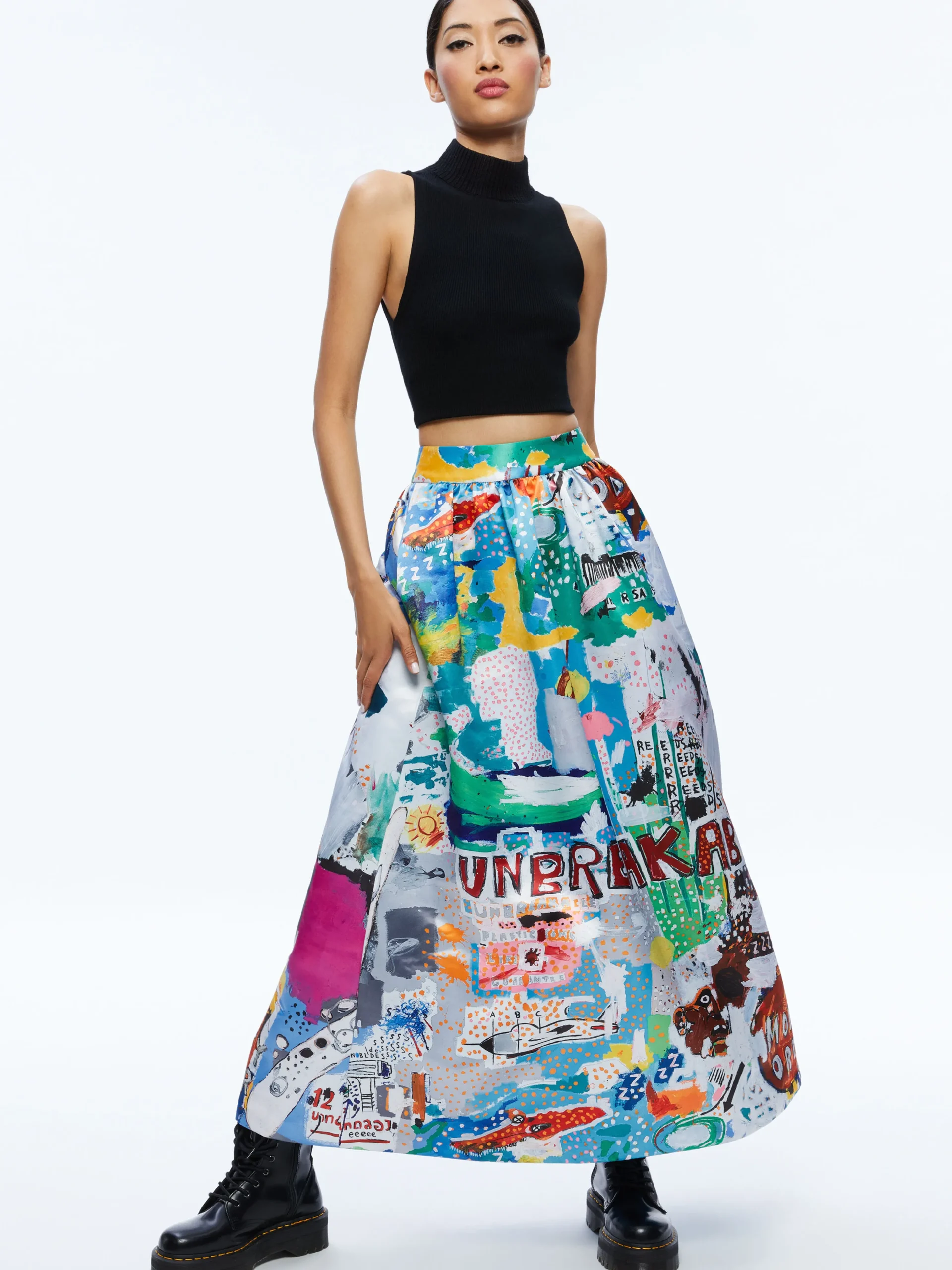 A+O X BASQUIAT TINA TEA LENGTH SKIRT