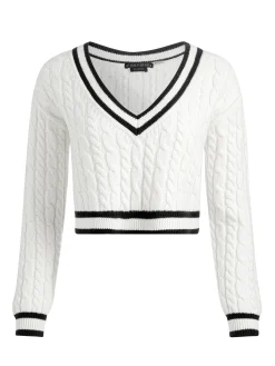 AYDEN CROPPED V-NECK PULLOVER