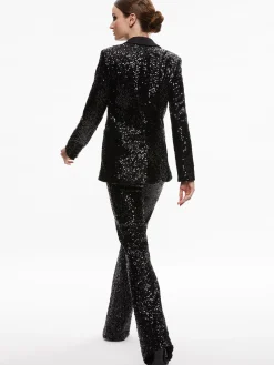 BREANN SEQUIN FITTED BLAZER + LARA SEQUIN BOOTCUT PANT