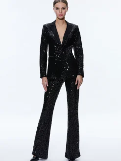 BREANN SEQUIN FITTED BLAZER + LARA SEQUIN BOOTCUT PANT