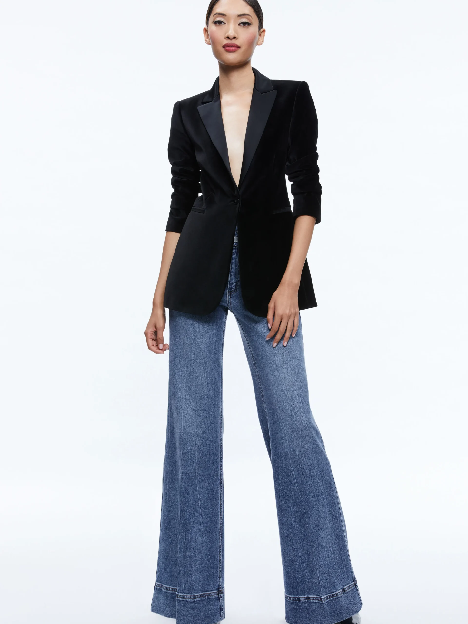 BREANN VELVET COMBINATION BLAZER