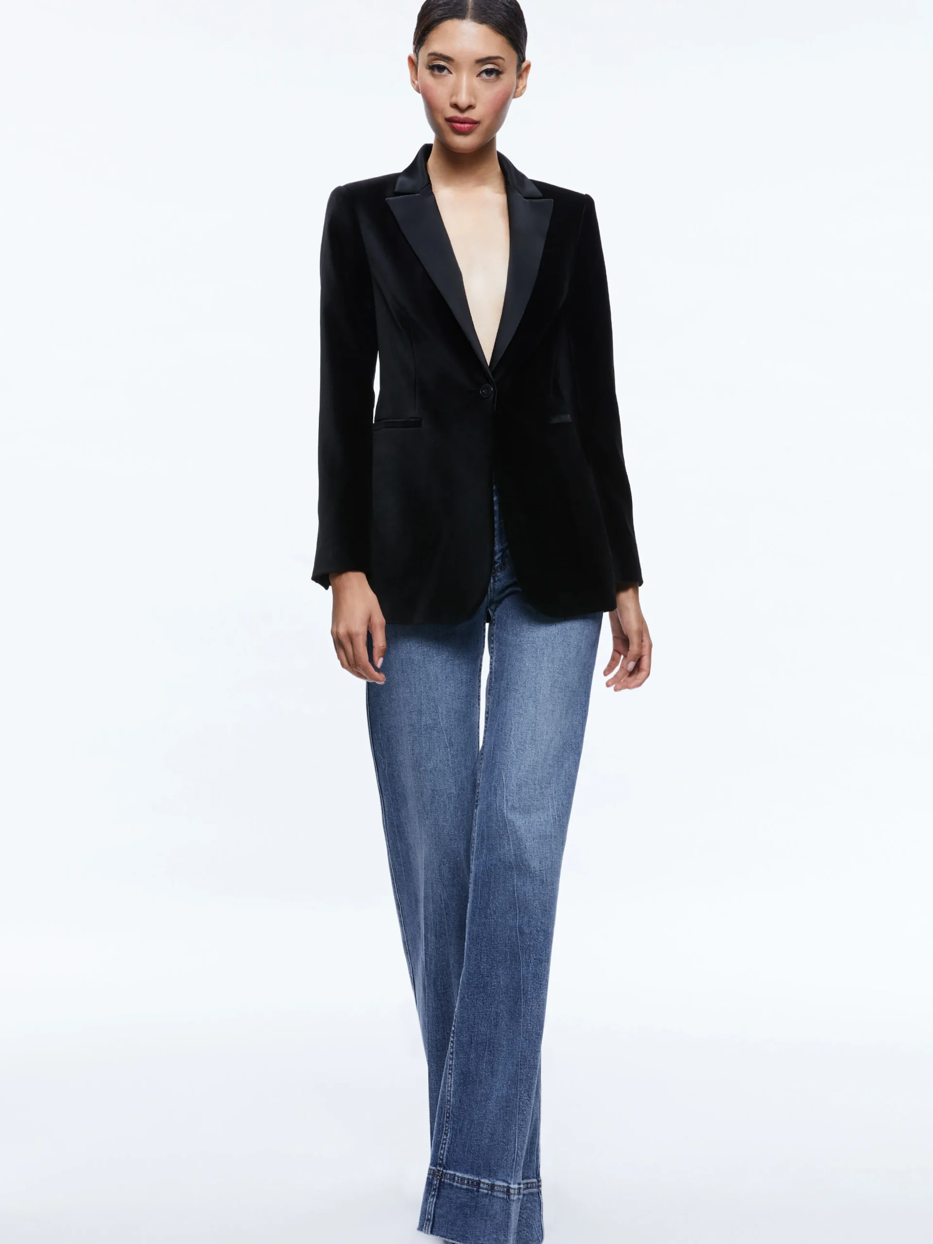 BREANN VELVET COMBINATION BLAZER