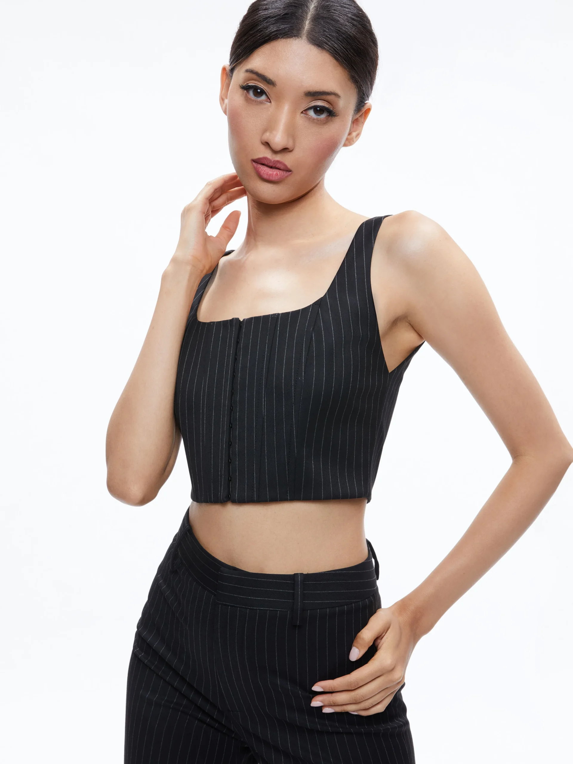 BRESLIN CORSET TOP + SIOBHAN FRONT WRAP MIDI SKIRT