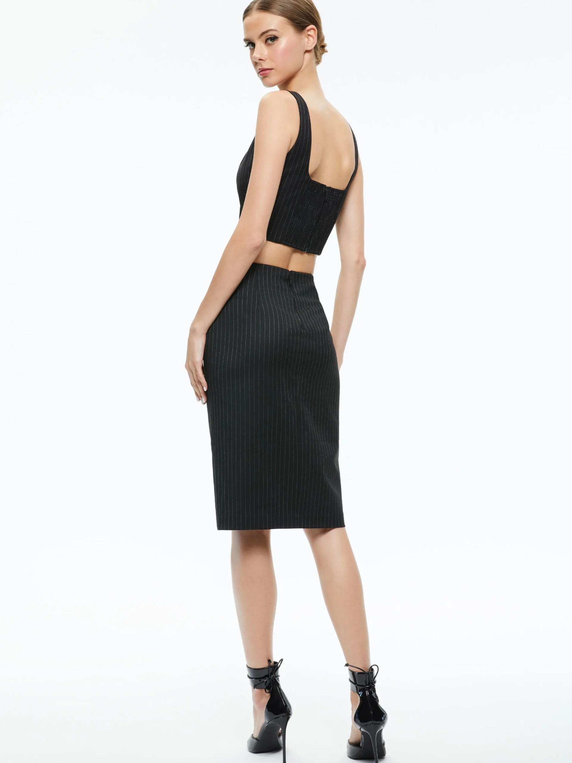 BRESLIN CORSET TOP + SIOBHAN FRONT WRAP MIDI SKIRT