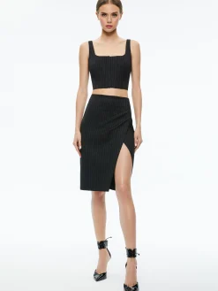 BRESLIN CORSET TOP + SIOBHAN FRONT WRAP MIDI SKIRT