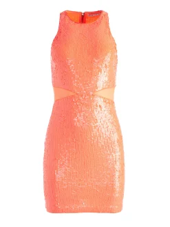 CARA SEQUIN MESH CUT OUT MINI DRESS