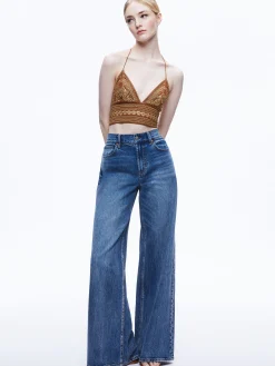 CARLI EMBROIDERED TIE NECK BRA TOP