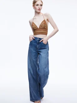 CARLI EMBROIDERED TIE NECK BRA TOP