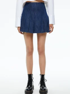 CARTER PLEATED DENIM MINI SKIRT