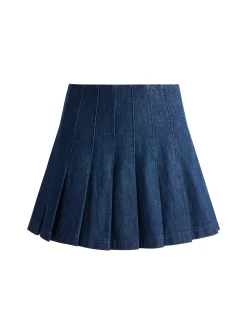 CARTER PLEATED DENIM MINI SKIRT