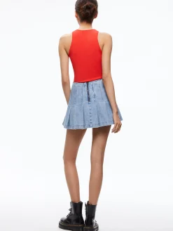 CARTER PLEATED DENIM MINI SKIRT