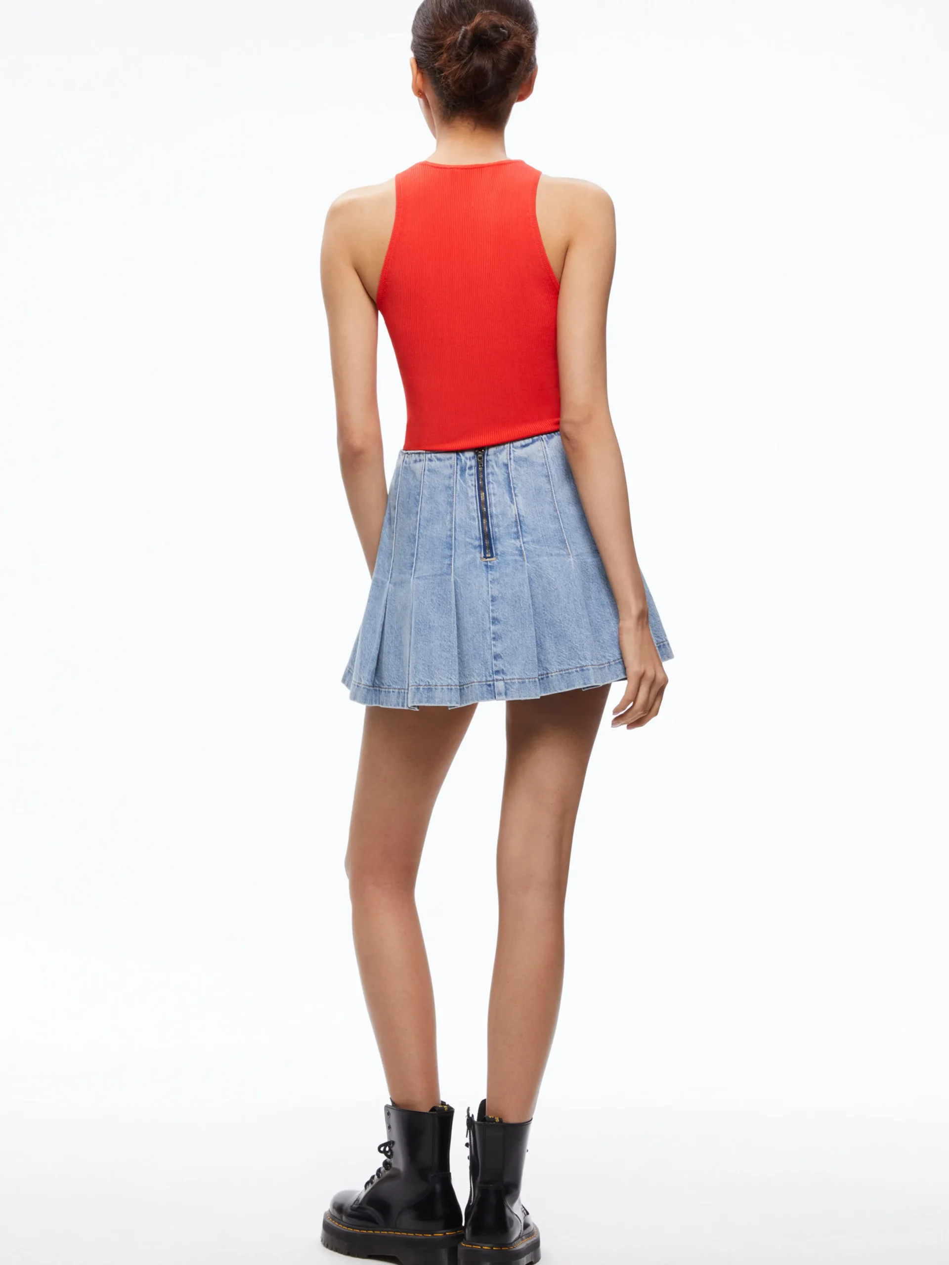 CARTER PLEATED DENIM MINI SKIRT