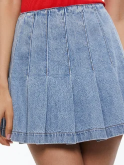 CARTER PLEATED DENIM MINI SKIRT