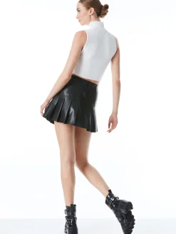 CARTER PLEATED VEGAN LEATHER MINI SKIRT