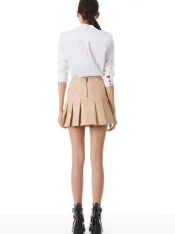 CARTER PLEATED VEGAN LEATHER MINI SKIRT