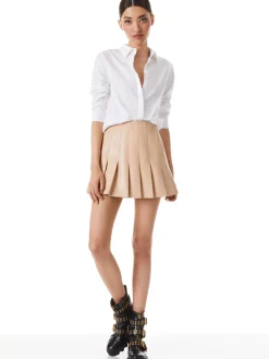 CARTER PLEATED VEGAN LEATHER MINI SKIRT