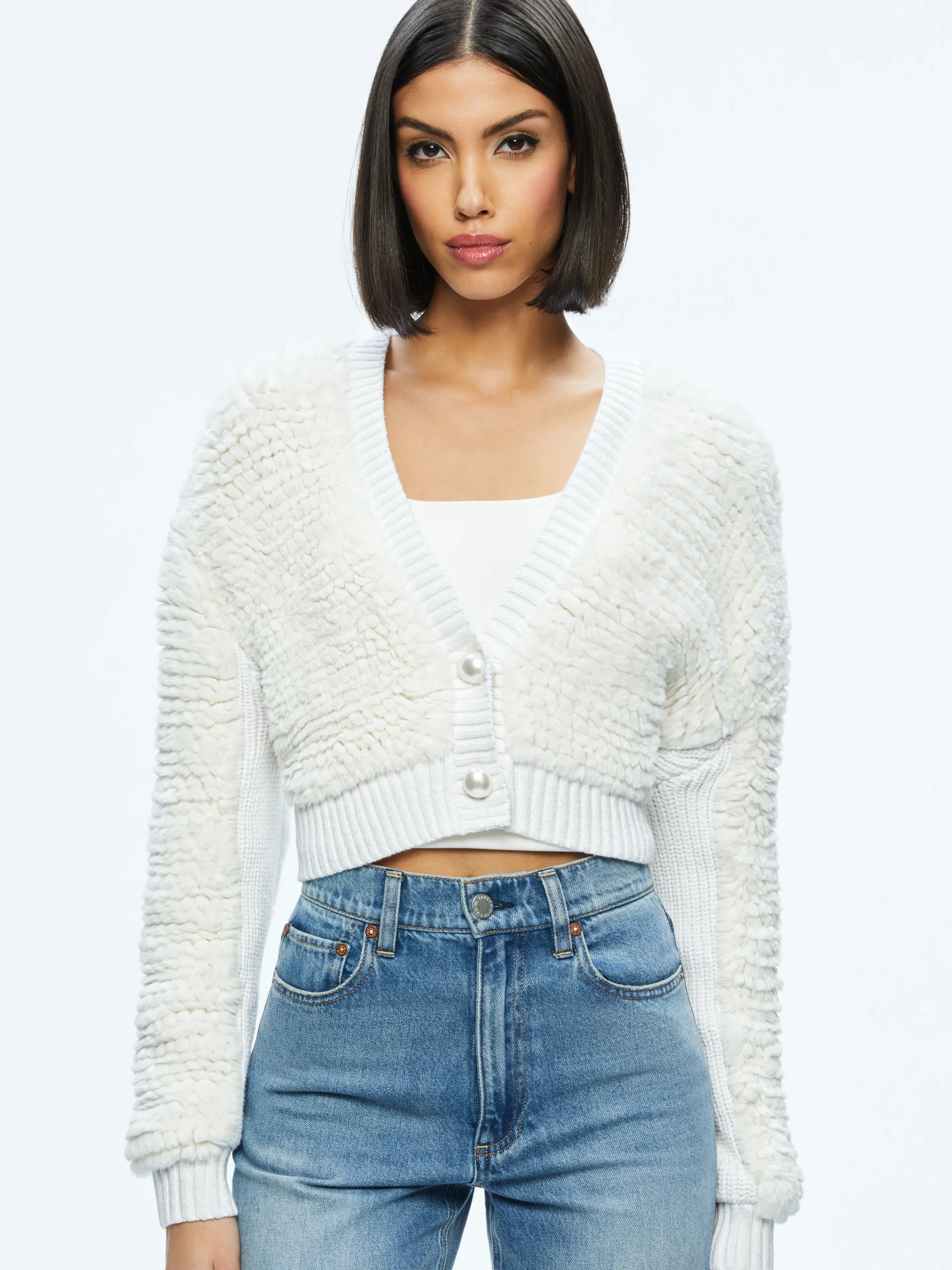 CASILDA FAUX FUR CROPPED CARDIGAN