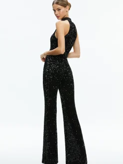 CATALINE SEQUIN HIGH NECK WIDE LEG JUMPSUIT