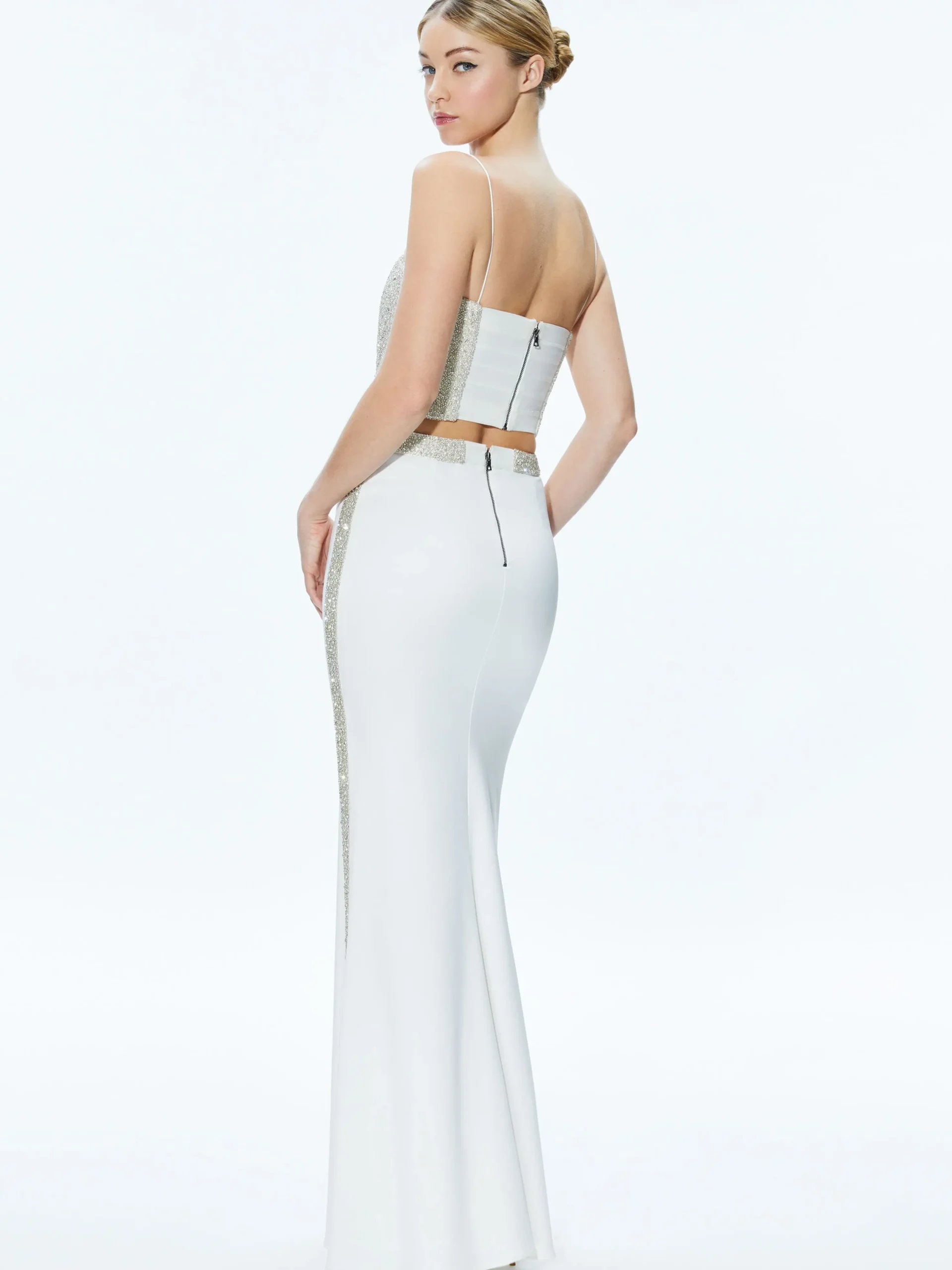 CERESI EMBELLISHED CROP TOP + MARILYNN EMBELLISHED MAXI SKIRT