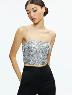 CERESI SEQUIN BANDEAU CROP TOP