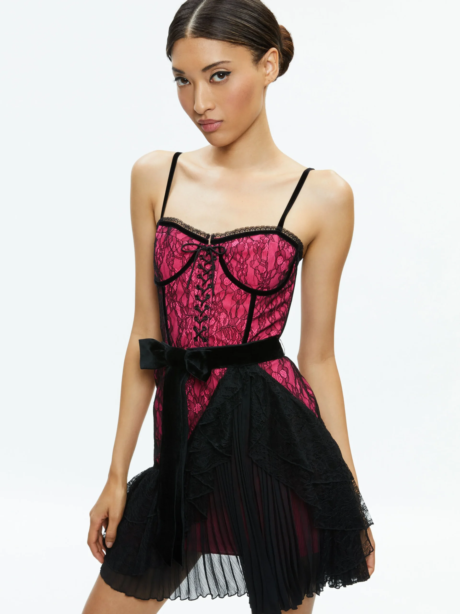CHANTIL LACE RUFFLE MINI GOWN