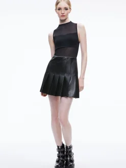 CHARA VEGAN LEATHER PLEATED MINI DRESS
