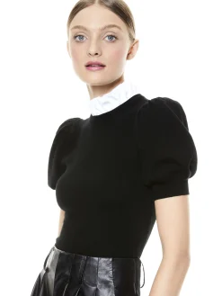 CHASE PUFF SLEEVE SWEATER WITH COLLAR
