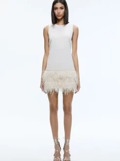 COLEY FEATHER TRIM DRESS