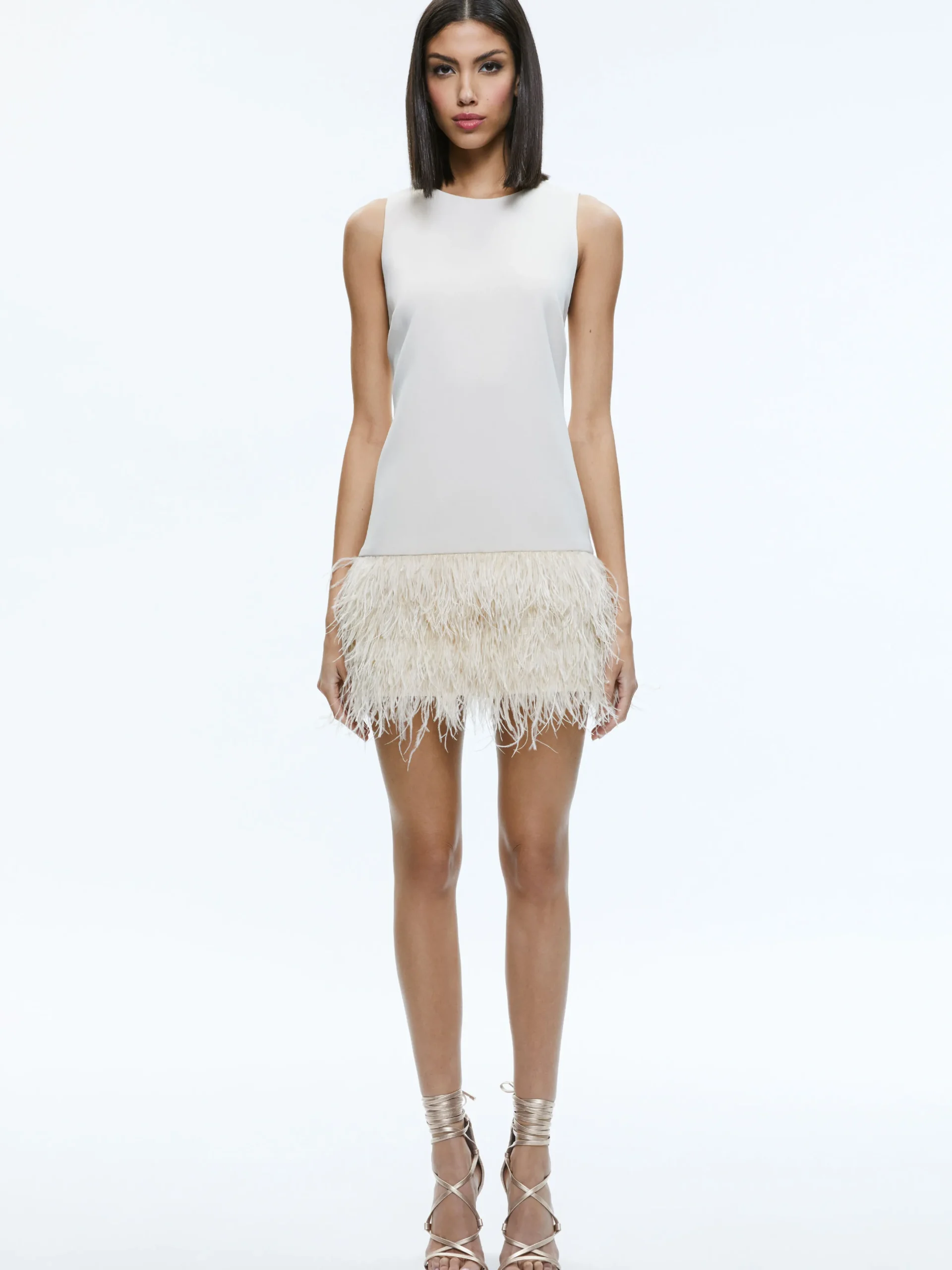 COLEY FEATHER TRIM DRESS